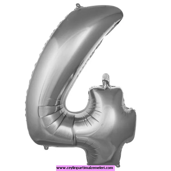 4 Rakam Gümüş Folyo Balon